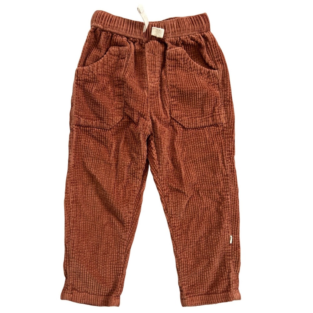 Easy Peasy Corduroy Pants Kids Size 2T Organic Cotton Rust Orange Elastic‎ Waist